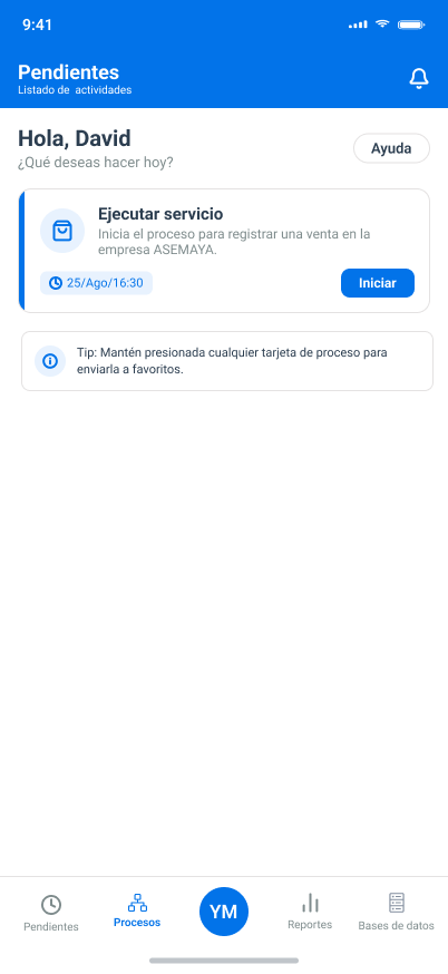 Listado móvil de pendientes de GEEST